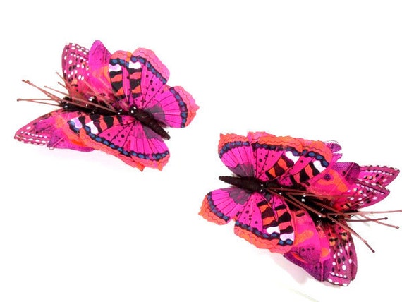 12 Hot Pink Butterflies Scrapbooking Craft Embellishments Cake Topper Fake  Butterflies Artificial Butterflies Feather Butterfly Nr036 