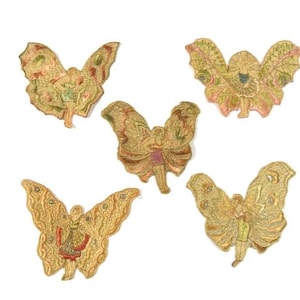 Parches de hadas de seda con apliques antiguos, parches de apliques bordados, parche de hadas antiguo Nr 6