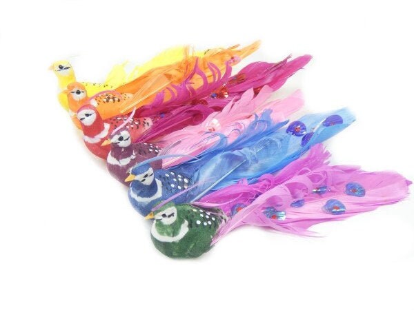 1 Yellow Orange Red Blue Or Green Peacock Fake Peacock Artificial Peacock White Glitter Bird Craft Peacock Craft Embellishments