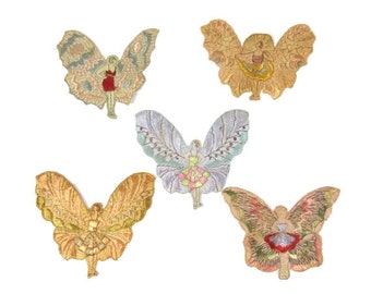 Antique Applique Silk Fairy Patch Purple Orange Embroidery Applique Patches Antique Fairy Patch 1935 Nr 7
