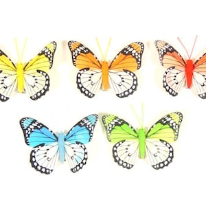 4 Yellow Orange Red Blue Or Green Butterflies Scrapbooking Cake Topper Embellishments Fake Butterflies Artificial Butterflies
