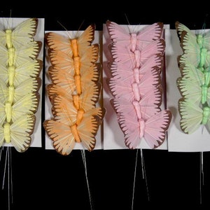 6 Small Butterflies Feather Butterflies Artificial Fake Butterfly Embellishment Cake Topper Bouquet Wreath Fairy Flower Crown Nr3
