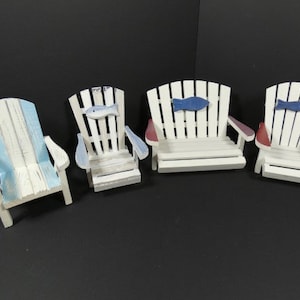 1 Big Or Small Blue Red White Doll Beach Chair Beautiful Wood And Fabric Doll Chair Doll Supplies Doll Furniture