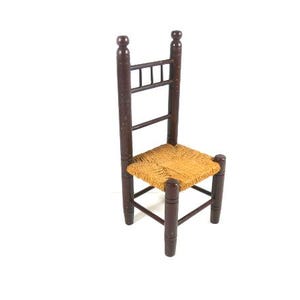 1 Big Vintage Doll Chair Wood And Rope Wooden Doll Chair Doll Furniture Miniature Chair
