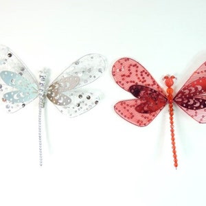 Big Silver Or Red Dragonfly Fake Dragonfly Scrapbooking Embellishments Cake Topper Hairclip Artificial Dragonfly