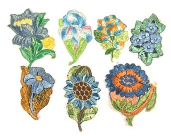 1 Small Blue Flower Applique Antique Applique Blue Flowers Patch Embroidery Applique Patches Antique Flower Patch Applique 1935 Nr 2