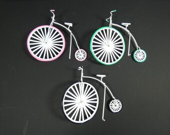 Miniatur Penny Farthing High Wheeler Bike Velocipede Handwerk Bike Scrapbooking Kuchen Topper Verschönerung kleine Fahrrad Bouquet Kranz