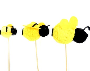 2 Bee Cake Toppers Fake Bees Artificial Bees Inches Scrapbooking Craft Supplies Embellishments Card Making Bouquet Wreath