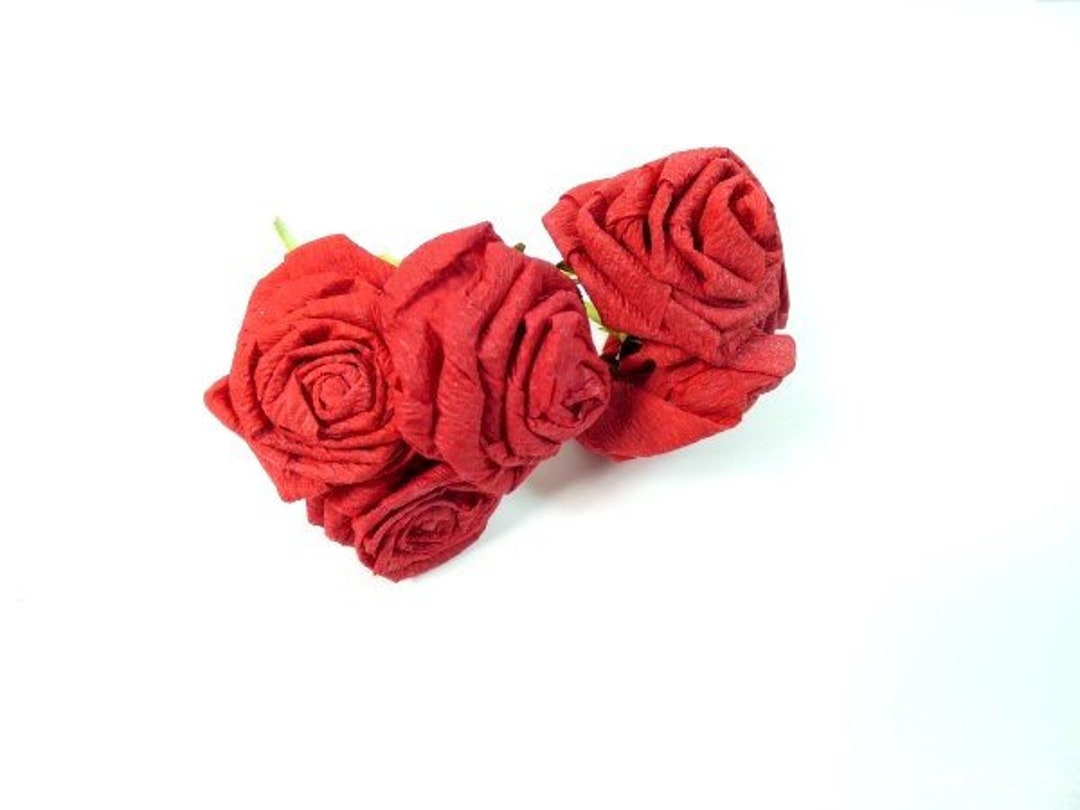 Paper Fake Roses 6 Big Red Paper Roses Paper Flowers Artificial Flowers Fake Flowers ...