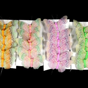 6 Fake Butterflies Artificial Butterfly Hat Embellishment Cake Topper Hairclip Flower Arrangement Terrarium Fairy Flower Crown