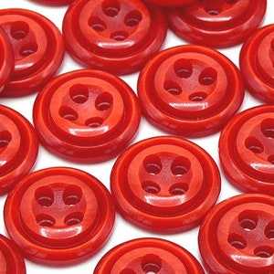 4 Ruby Red Coat Buttons Vintage 4 hole 15mm 1.5cm .6 inch Red Shirt Buttons Coat buttons Antique Sewing Button