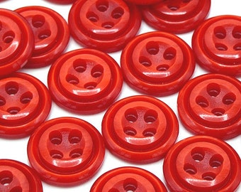 4 Botones de abrigo rojo rubí Vintage 4 agujero 15mm 1.5cm .6 pulgadas rojo camisa botones abrigo botones botón de costura antigua