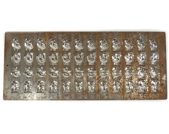 Large XL Antique Metal Easter Chocolate Mold Chicks Bunny Chicke Duck - Chocolate Easter Bunny Mold Candy Shop Bonbon Mold