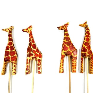 2 Giraffe Cake Toppers Wooden Giraffes Bouquet Wreath Flower Arrangement Centerpiece Craft Embellishment
