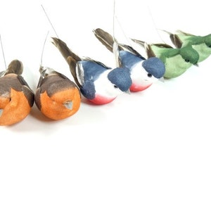 2 Brown Orange, Blue Red Or Green Artificial Birds Feather Birds Fake Birds Mushroom Birds Cake Topper Embellishments Craft Birds