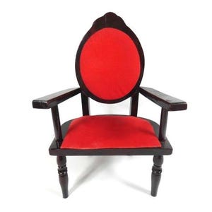 1 Big Vintage Doll Chair Doll Red Velvet Wooden Doll Chair Doll Furniture Miniature Chair