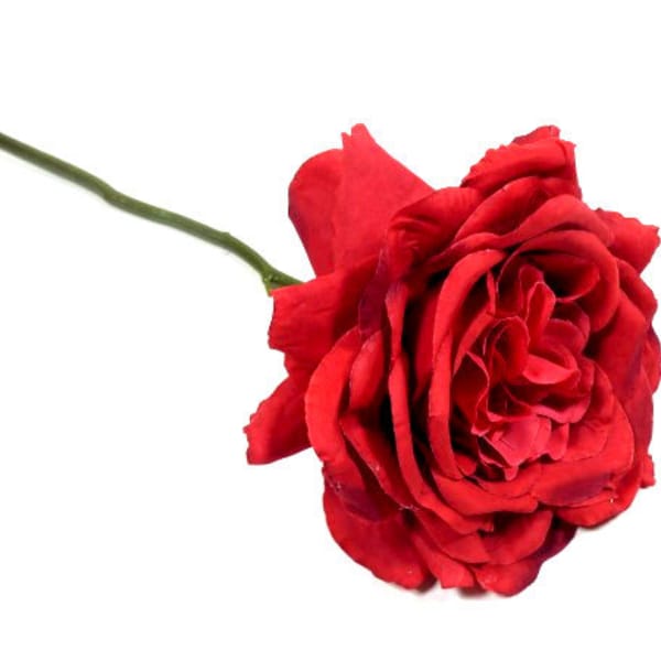 1 Jumbo rote Rose künstliche gefälschte Seide Rose Bouquet Kranz Herzstück Hut Verzierung Blumenarrangement Fee Blumenkrone