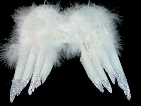 Pack of 2 Small White Feather Christmas Angel Wings for Crafts 