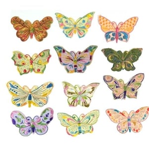 1 Apliques antiguos Vintage Seda Pequeños parches de mariposas Bordado Apliques Parches Antiguos Mariposas Apliques Parche 1935 Nr 1