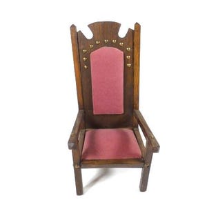 Big Vintage Doll Chair Doll Throne Wooden Doll Chair Beige Brown Chair Doll Furniture Miniature Chair