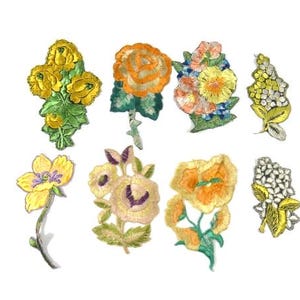 1 Antique Applique Silk Yellow Flower Patch Embroidery Applique Patches Antique Flower Patch Flower Applique 1935