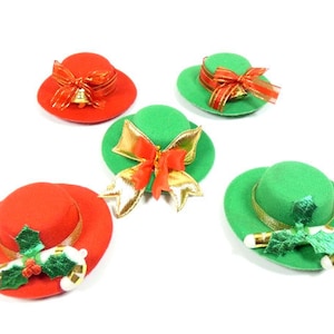 Mini Christmas Doll Hats Red Or Green Miniature Hat Bell Doll Hat Miniature Hat Doll Hats Doll Clothes Costume Hats