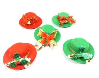 Mini Navidad muñeca sombreros rojo o verde miniatura sombrero de la muñeca sombrero miniatura sombrero sombreros de la muñeca ropa sombreros sombreros