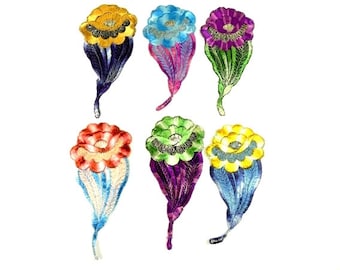 Antique Silk Flower Patches Embroidery Applique Patches Antique Flower Patch Flower Applique 1935 Nr 1