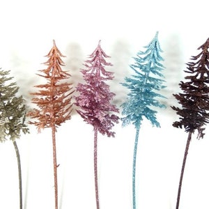 Miniature Pine Tree Glitter Tree Copper Pink Blue Brown Silver Fairy Garden Miniature Glitter Tree Glitter Pine Tree Mini Tree Small Tree