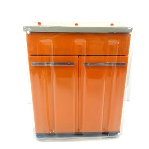 Vintage Doll House Sink With Cabinet Retro Orange Doll Furniture Doll House Supplies