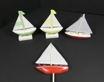 1 minibarco de madera, bote pequeño, velero, adorno para tarta, decoración de sirena para boda, fiesta oceánica, decoración náutica para tarta.