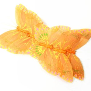 6 Big Orange Butterflies Artificial Butterflies Scrap booking Hat Embellishments Cake Topper Fake Butterflies Wreath Bouquet
