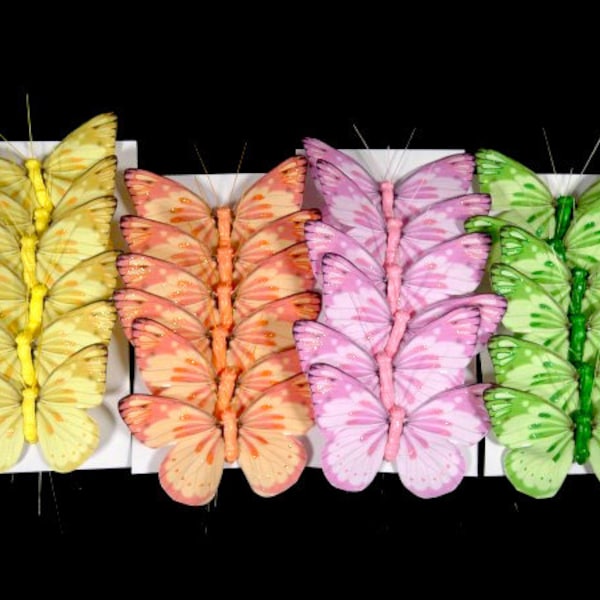 6 Yellow Orange Pink Or Green Butterflies Scrapbooking Cake Topper Embellishments Fake Butterflies Artificial Butterflies Wedding Butterfly