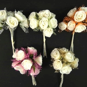 8 White Foam Roses With Fabric Scrapbooking Embellishments Fake Roses Artificial Roses Fake Flowers Foam Flowers