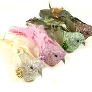 1 Big Gold Pink Green Or Brown Glitter Bird Fake Artificial Bird Hat Embellishment Craft Birds Feather Bird Mushrooms Bird Wreath