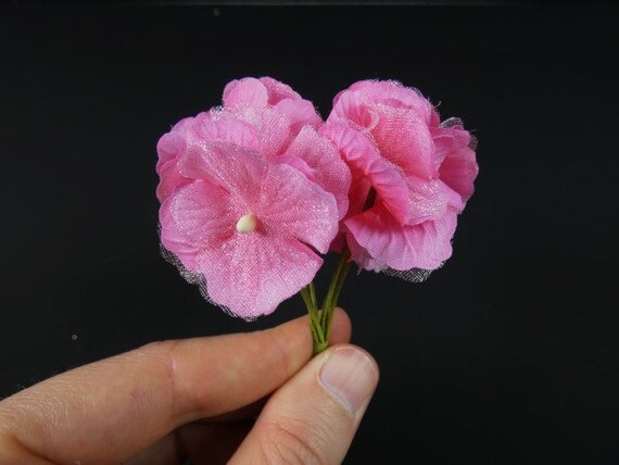 6 Pink Hydrangea Flowers With Fabric Artificial Flowers Fake Flowers Silk Flowers Pink Decorative Flowers Craft Flowers