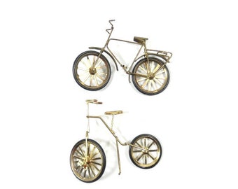 Miniature Gold Black Bike Craft Tandem Bike Scrapbooking Cake Topper Embellishment Small Bike