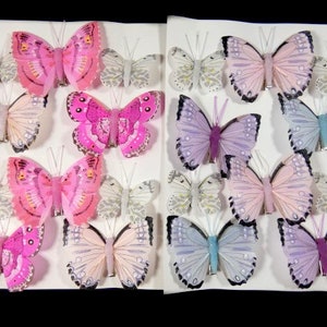 Mix Of 10 Butterflies Fake Artificial Feather Butterflies Embellishments Cake Topper Bouquet Wreath Nr 041-045
