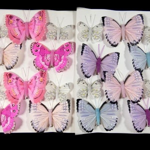 6 mariposas de plumas azules variadas de 3 en alambre para arreglos florales  acentos de sombrero de topper de pastel disfraces-decoración del hogar -   México