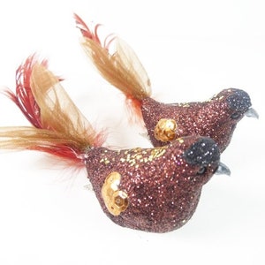 2 Brown Glitter Birds Fake Birds Artificial Birds Wedding Birds Cake Topper Birds Centerpiece Bouquet Craft Birds