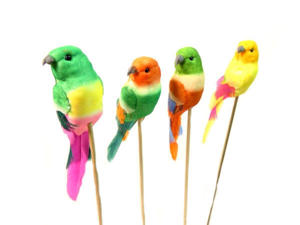 1 Fake Parakeet Artificial Bird Rainbow Parakeet Bouquet Etsy