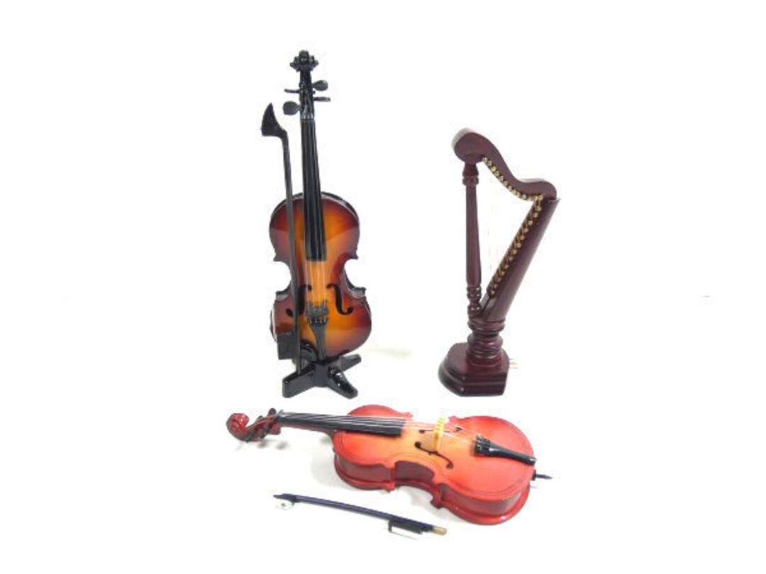 1 ヴィンテージ ミニチュア楽器 バイオリン チェロ または ハープ ミニ