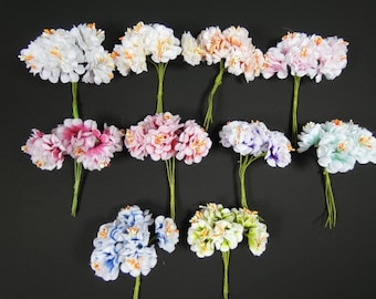 6 Rose Blossom Flowers Silk Flowers Artificial Flowers Fake Flowers Silk Flowers Green Decorative Flowers Craft Flowers Nr 2