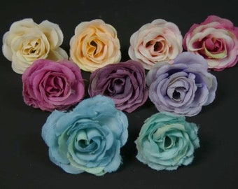 5 Small Roses Soft Yellow Peach Pink Purple Blue Mint Green Flowers Artificial Flowers Fake Flowers Decorative Flowers Craft Flowers