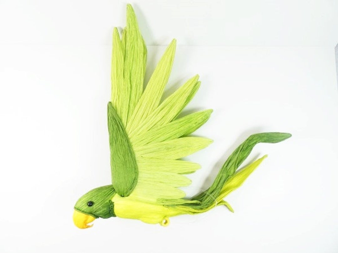 Jumbo Green Parrot Fake Parrot Artificial Parrot Fake Birds Handmade