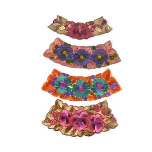 1 appliques de colliers de fleurs en soie antiques, bordures de fleurs vintage Appliques de fleurs, écusson de fleurs antiques n° 8