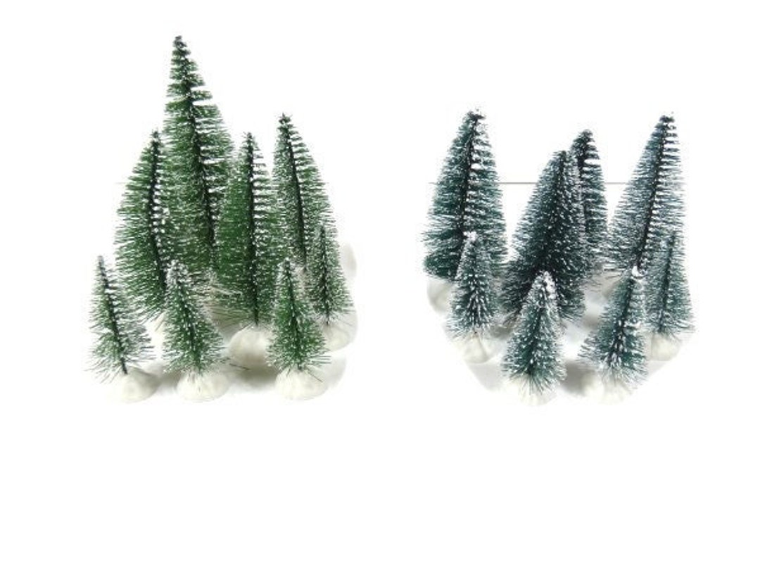 1 Small Glitter Pine Tree Green or Silver Fairy Garden Pine Tree