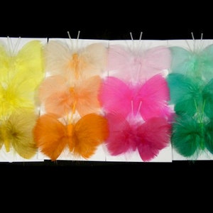 6 Fluffy Feather Butterflies Artificial Fake Butterflies Scrapbooking Craft Embellishments Cake Topper Fairy Flower Crown Flower Arrangement