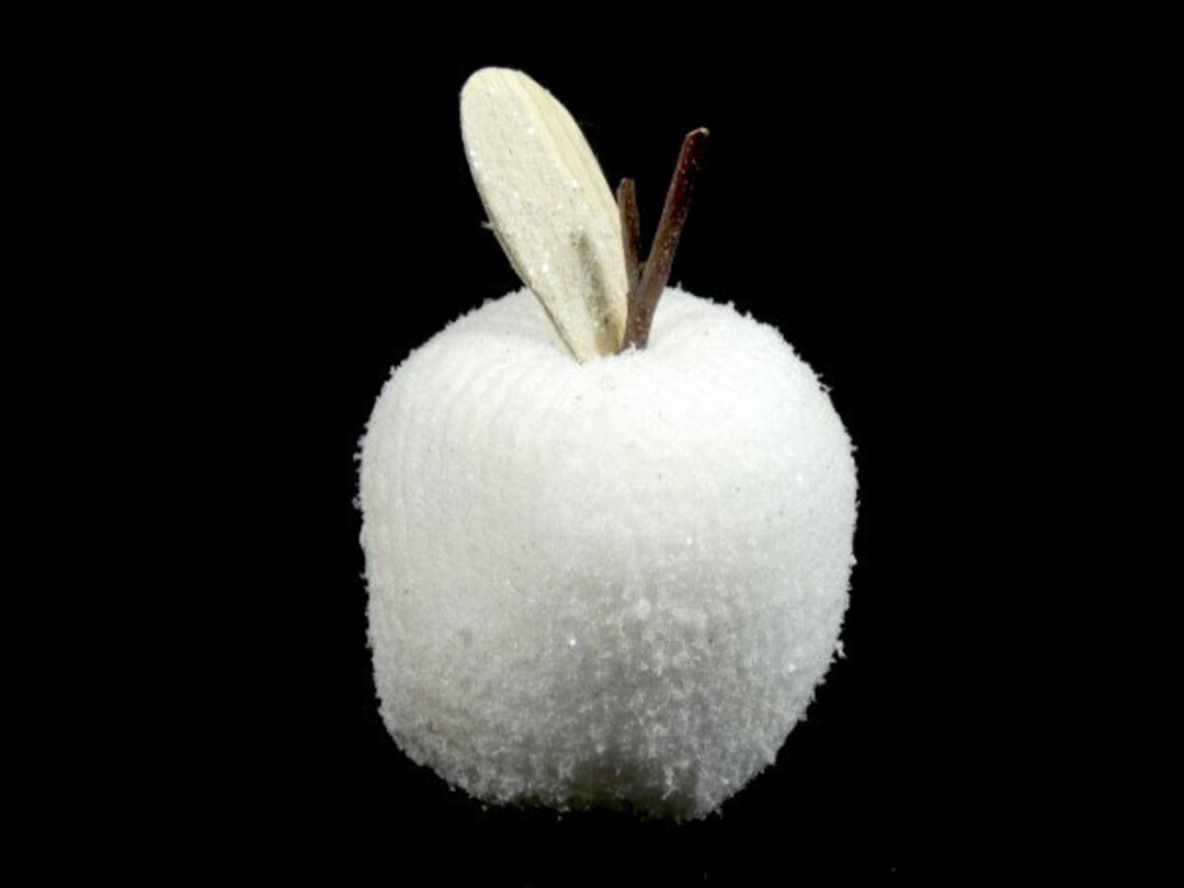 Fake Apple Object 1 White Glitter Apple Fake Artificial Apple Fairy Garden Apples ...