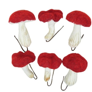 6 Red White Mushroom Artificial Fake Fairy Garden Mushrooms Terrarium Craft Mushrooms Hat Embellishment Cake Toppers Nr434